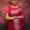 Grand Rose Pink Color Organza Jacquard Butti Worked Saree