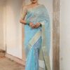 Grand Sky Blue Color Organza Jacquard Butti Worked Saree