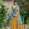 Grand Yellow Color Chant Crepe Kalamkari Printed Lehenga Choli