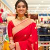 Keerthy Suresh Red Color Soft Lichi Silk Ordinary Design Saree