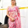Kiara Advani Pink Color Georgette Embroidery Thread Mirror Saree