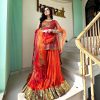 Luminous Orange Georgette Thread Sequence Lehenga Choli