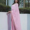 Majestic Baby Pink Color Georgette Embroidery Sequence Saree