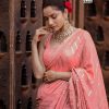 Majestic Peach Color Georgette Beautiful Embroidery Saree