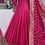 Majestic Pink Color Heavy Chinon Silk Embroidery Sequence Gown