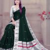 Mesmerizing Green Color Soft Lichi Silk Silver Zari Design Saree
