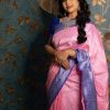 Mesmerizing Light Pink Color Soft Lichi Silk Beautiful Design Saree