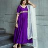 Mesmerizing Violet Color Phantom silk Thread Work Anarkali Suit