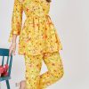 Mesmerizing Yellow Color Soft Poly Linen Print Work Kurti