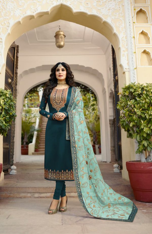 Musical Blue Color Georgette Embroidered Sequence Salwar Suit