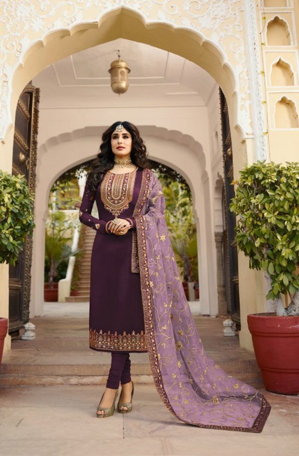 Musical Purple Georgette Embroidered Sequence Salwar Suit