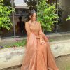 Mystical Peach Color Georgette Thread Sequence Anarkali Suit
