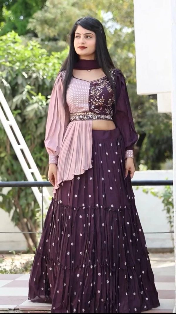 Modal Purple Color Heavy Chinon Embroidery Lehenga Choli