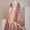 Nice Peach Silk Embroidery Sequins Amazing Print Lehenga Choli