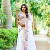 Nice White Color Organza Silk Embroidery Thread Work Saree