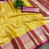 Nice Yellow Soft Organic Banarasi Silk Gold Zari Weaving Saree