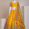 Nice Yellow Silk Embroidery Sequins Amazing Print Lehenga Choli