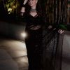Peaceful Black Color Mono Net Sequins Embroidery Work Saree