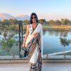 Peaceful White Color Satin Silk Blouse Digital Print Work Saree