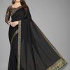 Perfect Black Color Vichitra Silk  Rich Pallu Jacquard Border Saree