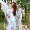 Perfect Blue Color Satin Georgette With Digital Print Anarkali Suit