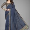 Perfect Blue Color Vichitra Silk  Rich Pallu Jacquard Border Saree