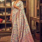 Perfect Cream Color Kashmiri Running Thread Zari Work Saree