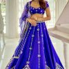 Perfect Royal Blue Silk Embroidery Amazing Print Lehenga Choli