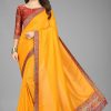 Perfect Yellow Color Vichitra Silk  Rich Pallu Jacquard Border Saree