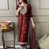 Pretty Maroon Color Rayon Kurti Wid Full Mirror Work Kurti
