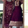 Pretty Purple Color Georgette Embroidery Sequence Salwar Suit