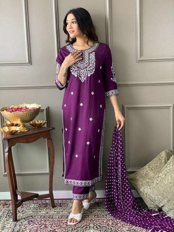 Pretty Purple Color Rayon Kurti Wid Full Mirror Work Kurti