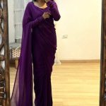 Pretty Violet Color Soft Georgette Silk Design All Over Work Saree