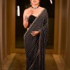 Sightly Black Color Georgette Embroidery Zari Thread Work Saree