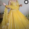 Sightly Yellow Color Georgette Embroidery Sequence Lehenga Choli