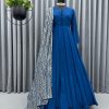 Special Blue Faux Georgette Thread With Sequence Anarkali Suit