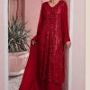 Special Maroon Georgette Embroidered Sequence Salwar Suit