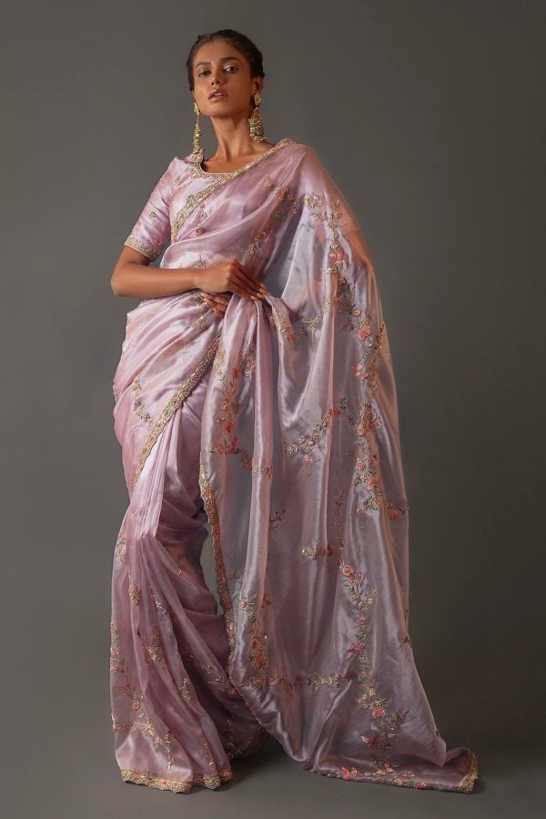 Special Purple Soft Jimmy Choo Embroidery Sequence Saree