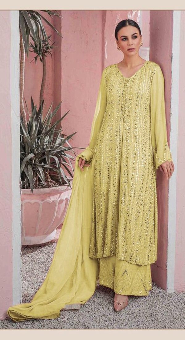 Special Yellow Color Georgette Embroidered Sequence Salwar Suit