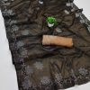 Stylish Coffee Black Ket Embellished Swarovski Diamond Saree