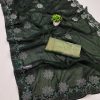 Stylish Green Black Ket Embellished Swarovski Diamond Saree
