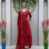 Stylish Red Color Muslin Digital Print With Hand Work  Salwar Suit