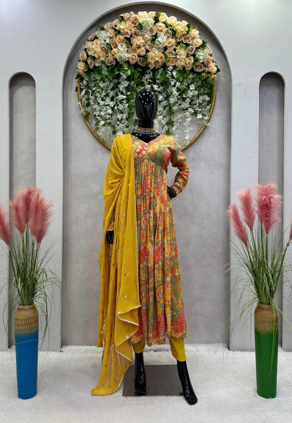 Stylish Yellow Color Muslin Digital Print With Hand Work Salwar Suit 1 scaled 2
