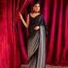 Sublime Black Color Georgette Sequins Embroidery Work Saree