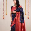 Sublime Blue Color Soft Silk Copper Zari Design Spread Saree