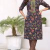 Sublime Royal Blue Cambric Cotton Print Embroidery Work Kurti