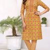 Sublime Yellow Color Cambric Cotton Print Embroidery Work Kurti