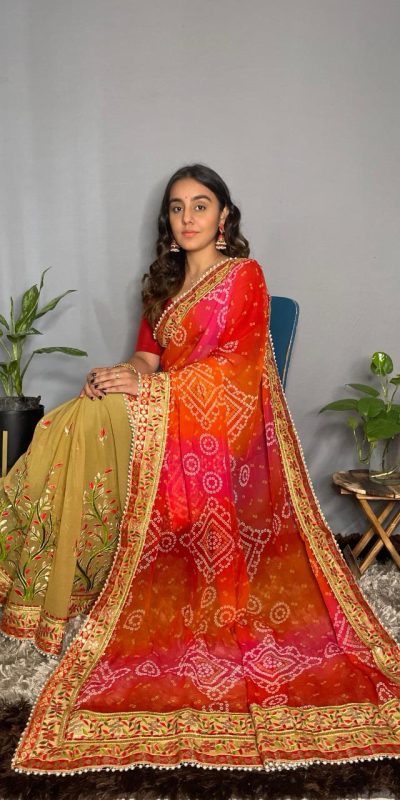 Superb Mastered Color Chiffon Material Double Shaded Saree