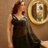 Tamannah Bhatia Black Color Georgette Embroidery Thread Saree