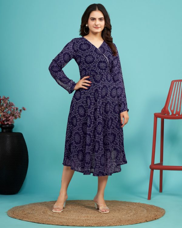 Aesthetically Pleasing Blue Color fox Georgette Printed Kurti